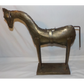 Antique Folk Art Horse Statue w Bridle Saddle Natural Aged Patina Steel Metal