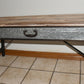 Farmhouse Suitcase Style Bench Seat Coffee Table Galvanized Metal Wood One Piece