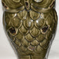 Tall 12" Ceramic Owl Vase Dark Green Distressed Pedestal Flower Vase Owl Figure