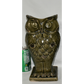Tall 12" Ceramic Owl Vase Dark Green Distressed Pedestal Flower Vase Owl Figure