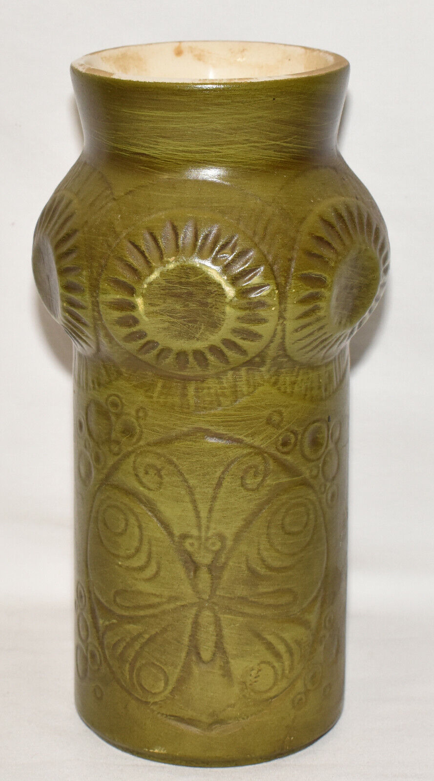 Vintage 1940s McCoy Butterfly Vase Avocado Green Art Pottery Flower Vase Made In USA