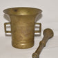 Antique Apothecary Mortar & Pestle Heavy Brass Signed Amaury 4J Gonzalez