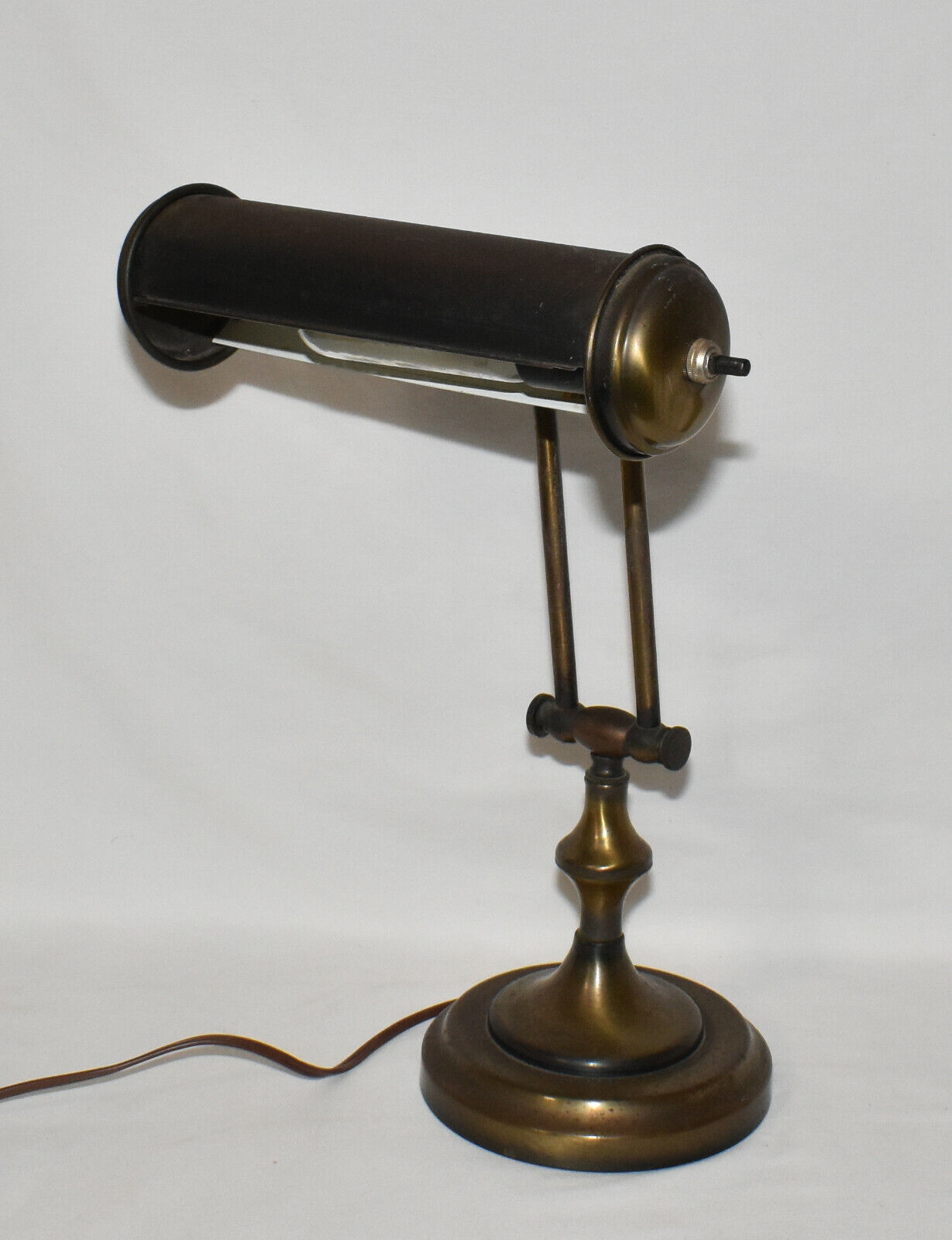 Vintage Brass Student Banker Desk Lamp with Bulb / 2-Way Adjustable Bendable Arm