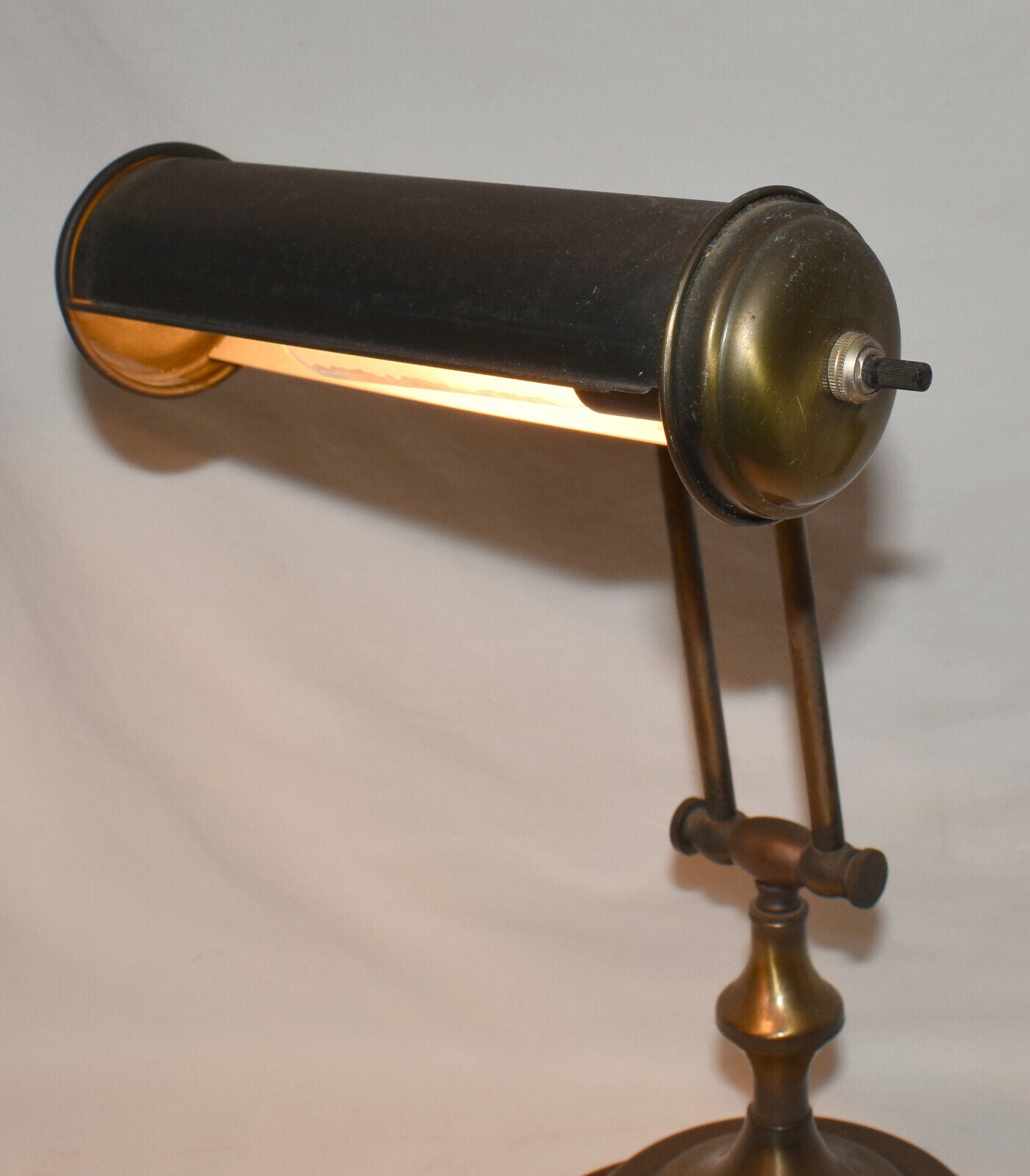 Vintage Brass Student Banker Desk Lamp with Bulb / 2-Way Adjustable Bendable Arm