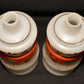 Pair Vintage Art Deco Hand Decorated Kerosene Oil Lamps Frosted Hand-Blown Glass
