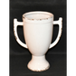 Distressed White Porcelain Trophy Urn 9.75" Crackle Glaze Finish Double Handles