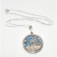 Vintage Sterling Silver San Francisco Trolley Stone Inlay Pendant Necklace 18" Chain