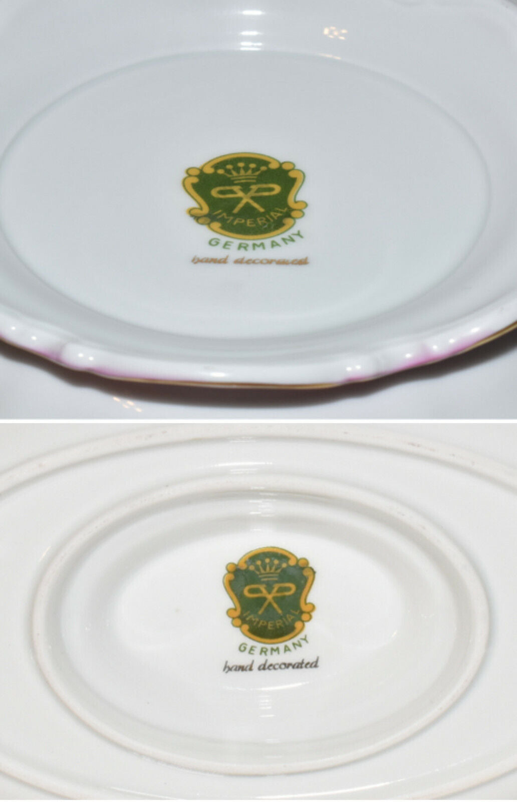 3pcs German Antique Lidded Serving Dish & Gravy Bowl Hand Decorated Signed Mint