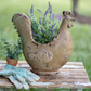 Large Rustic Chicken Hen Bird Planter Garden Porch Patio Chicken Hen Bird Statue