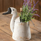 Garden Goose Bucket Planter Flower Pot Rustic White Metal Goose Planter Pail New