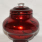 Vintage Mid Century Red Mercury Glass Lidded Urn Jar Bowl Hand Blown Lidded Urn