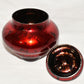 Vintage Mid Century Red Mercury Glass Lidded Urn Jar Bowl Hand Blown Lidded Urn