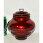 Vintage Mid Century Red Mercury Glass Lidded Urn Jar Bowl Hand Blown Lidded Urn