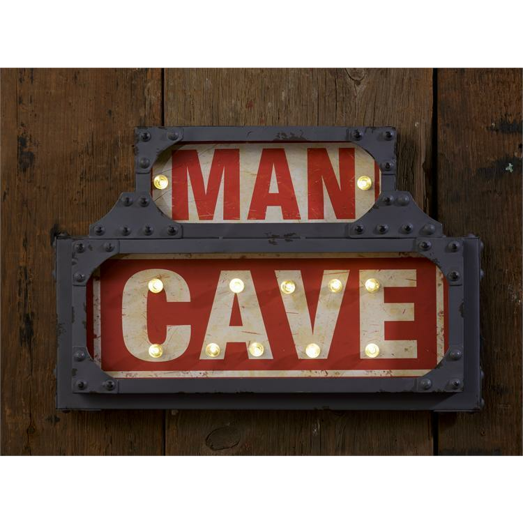 Man Cave Lighted Sign LED 6 Hour Timer On Off Switch Rustic Industrial Decor