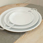 3pc Set Lg Round Enamel Trays Rustic White 17" 14" 10" Meat Sandwich Serve Trays