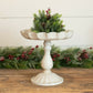 Large 11" Pedestal Tray Stand Fluted Top Rustic Metal Tray Stand Display Beige