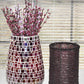 Vintage Stained Glass Mosaic Vase with Pip Rice Berry Sprays + Beaded Candle Jar