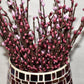 Vintage Stained Glass Mosaic Vase with Pip Rice Berry Sprays + Beaded Candle Jar