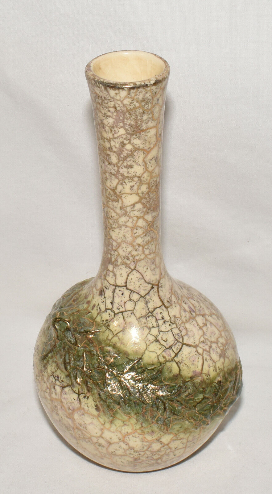 Vintage McCoy Pottery Mid Century Grecian Bud Vase w 24K/ Crackle Glaze Bud Vase