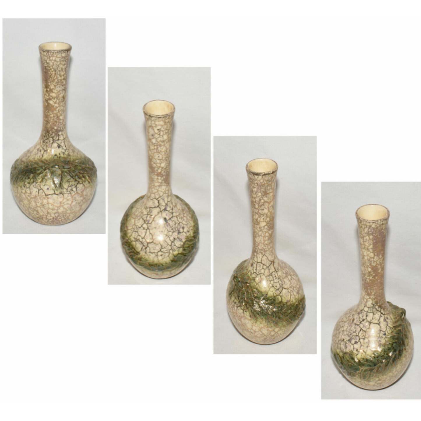 Vintage McCoy Pottery Mid Century Grecian Bud Vase w 24K/ Crackle Glaze Bud Vase