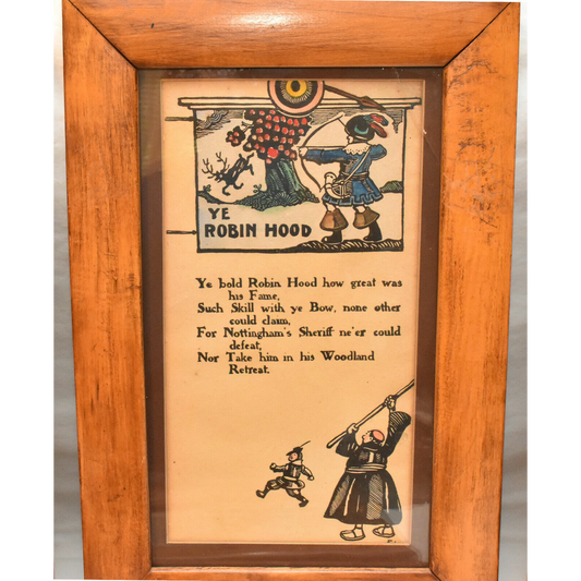 Antique 1910's Rhymes Of Ye Olde Sign Boards Ye Robin Hood Framed Book Page