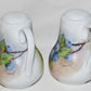 Large Vintage Salt Pepper Shakers Berry & Leaf Signed Porcelain Shakers Mint