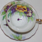 Vintage Norcrest Japan Teacup Saucer Purple Yellow Hand Painted Porcelain Mint