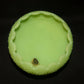 Vintage Fenton Satin Custard Glass Green Footed Orange Tree Rose Bowl Org. Sticker