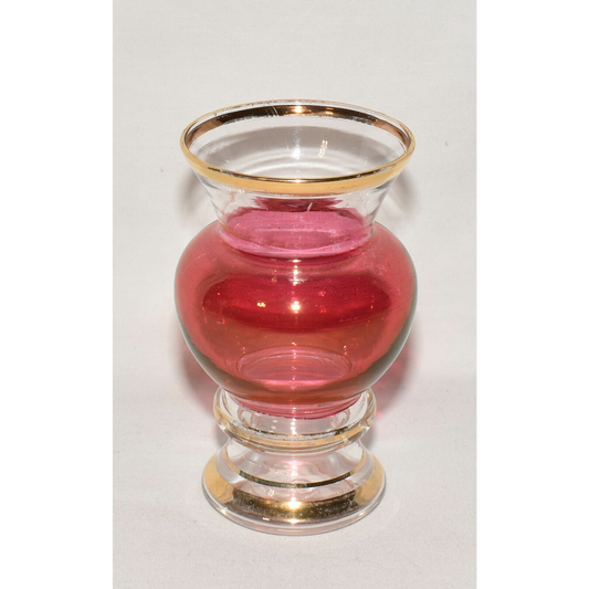 Vintage Bartlett Collins Cranberry Glass Bud Vase 3 7/8" Colored Glass Vase