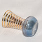 Vintage Bartlett Collins Bud Vase 3 7/8" Blue Colored Glass Vase w Gilt Stripes