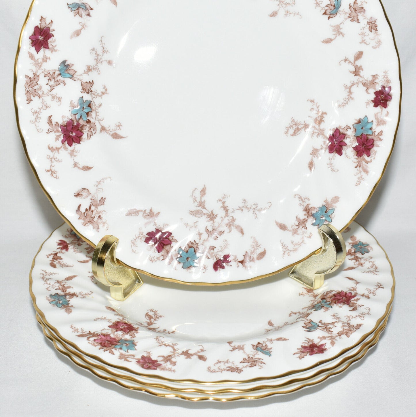 Minton Bone China Ancestral 8" Dessert Plates 4pc Set Porcelain Plates England