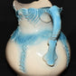 Large Vintage Porcelain Pitcher Ewer 11" Blue White Pitcher Flower Vase Mexico