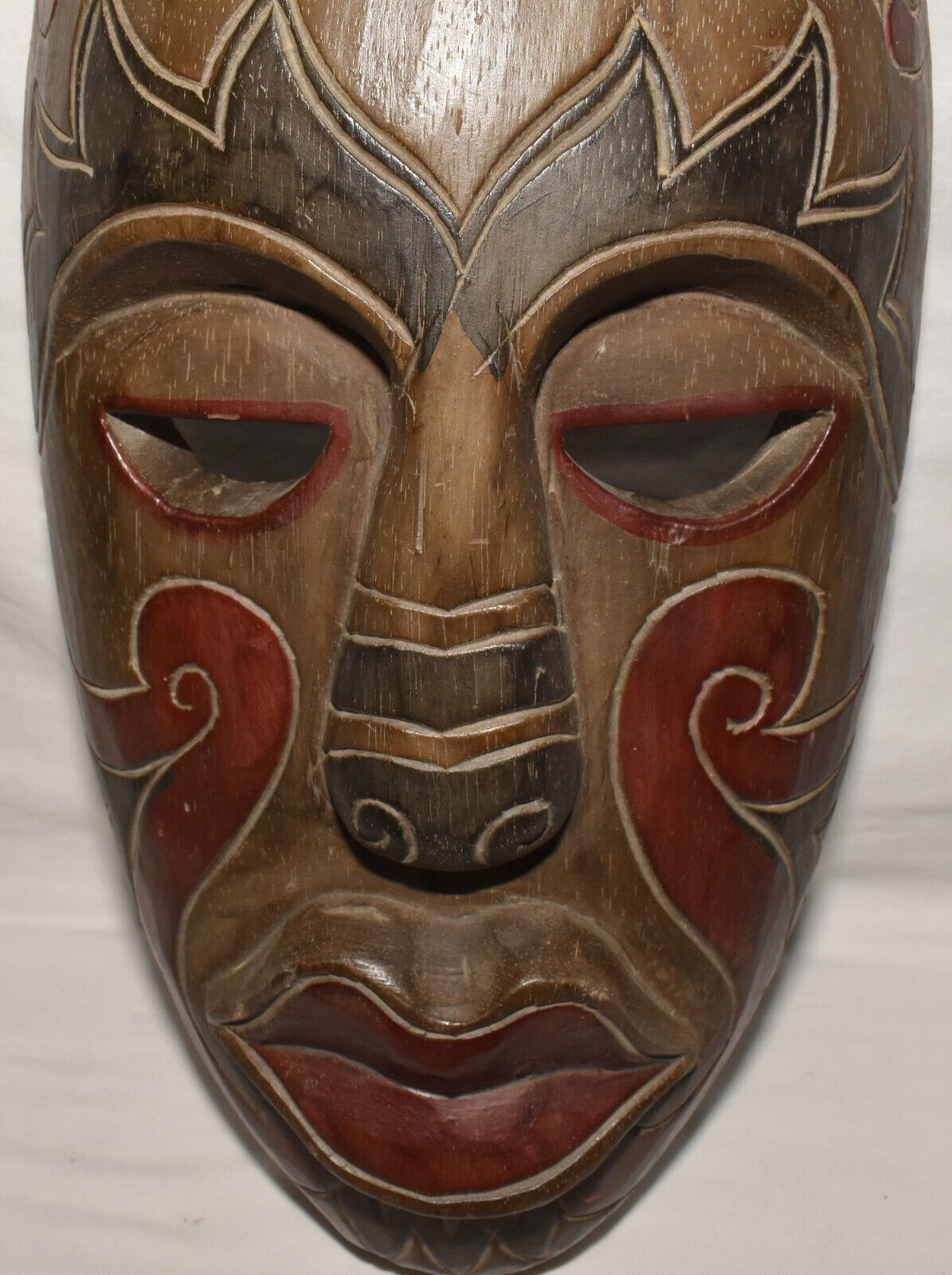 Vintage Indonesian Dayak Tribal Mask Hand Carved Hand Painted Indonesian Mask