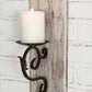 2pc Candle Sconces Rustic White Wood & Metal Wall Sconces Pillar Candle Holders