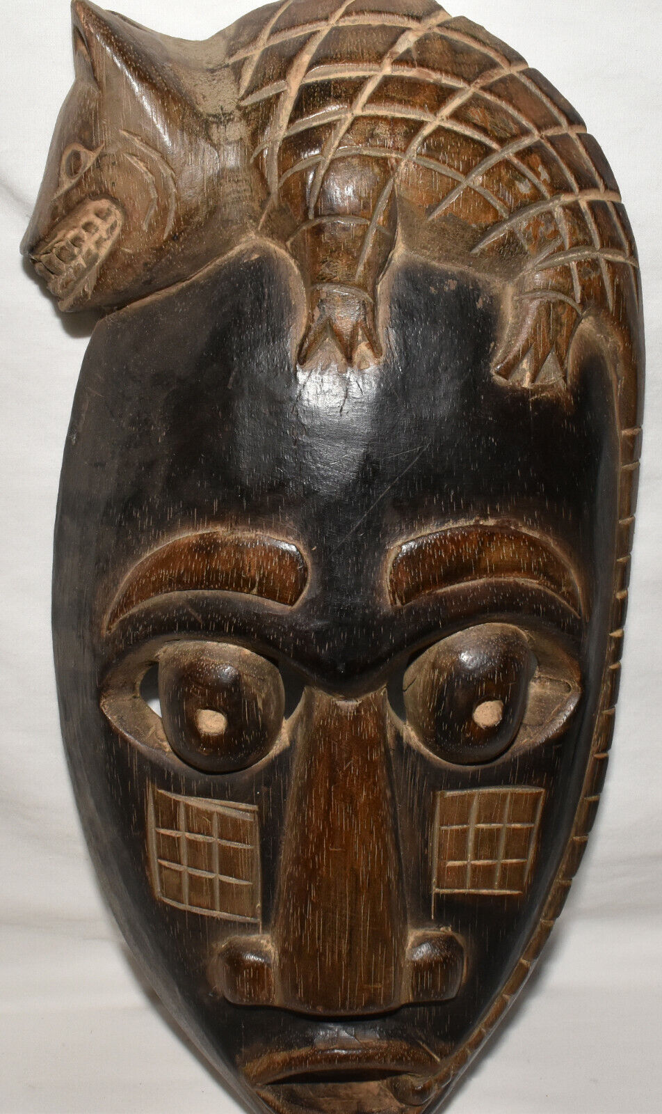 Vintage Indonesian Tribal Animal Mask Hand Carved Hand Painted Indonesian Mask
