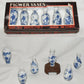Vintage Chinese Blue White Vases 6pc Set 3.5" Miniature Bud Flower Vases Org Box