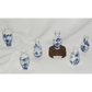 Vintage Chinese Blue White Vases 6pc Set 3.5" Miniature Bud Flower Vases Org Box