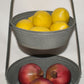 Gray Metal Two Tier Tray 14" Double Bowl Tray Stand Display Centerpiece w Handle
