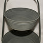 Gray Metal Two Tier Tray 14" Double Bowl Tray Stand Display Centerpiece w Handle