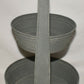 Gray Metal Two Tier Tray 14" Double Bowl Tray Stand Display Centerpiece w Handle