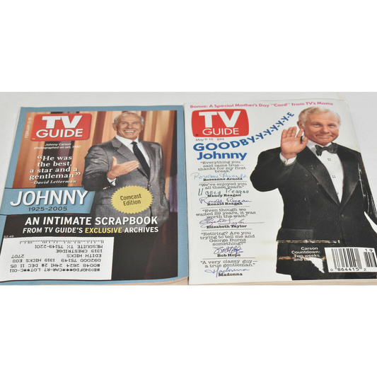 2 Vintage TV Guides Johnny Carson's Final Goodbye Show & Death May 1992 Feb 2005