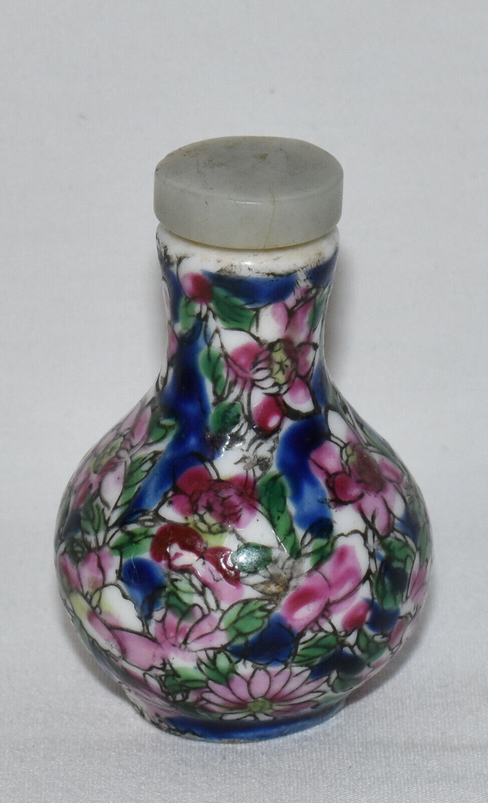 Antique Chinese Porcelain Snuff Bottle Hand Painted Enameled Snuff Bottle Signed