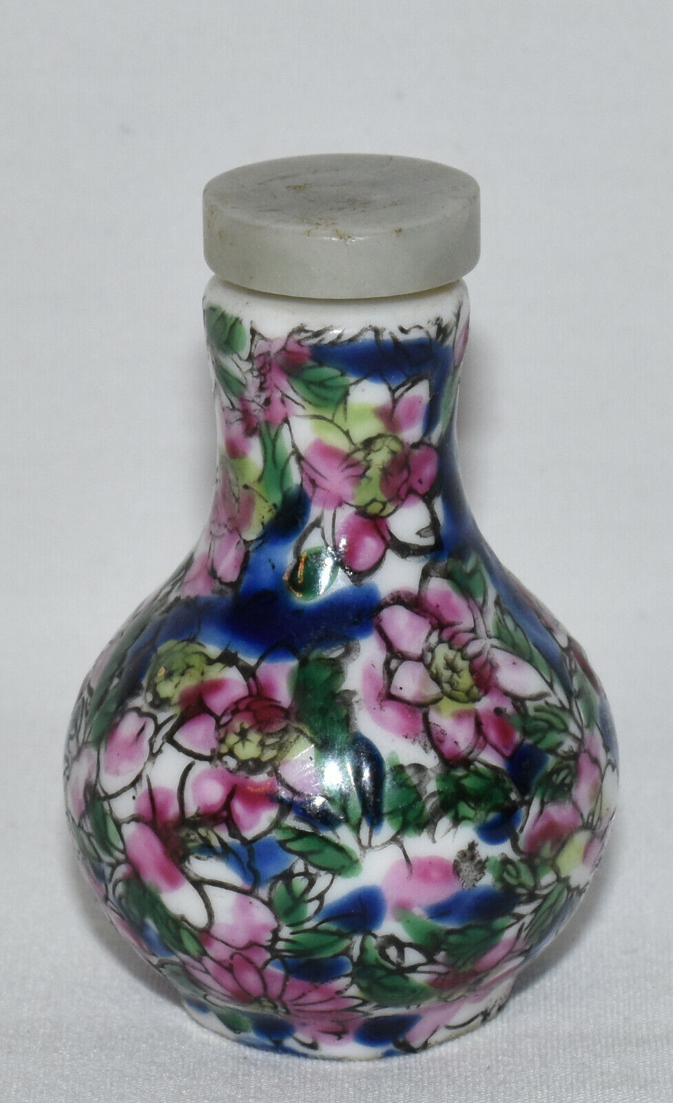 Antique Chinese Porcelain Snuff Bottle Hand Painted Enameled Snuff Bottle Signed