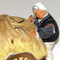 Japanese Farmers Large Vintage Figurine Statue Asian Farmers with Grain Cart