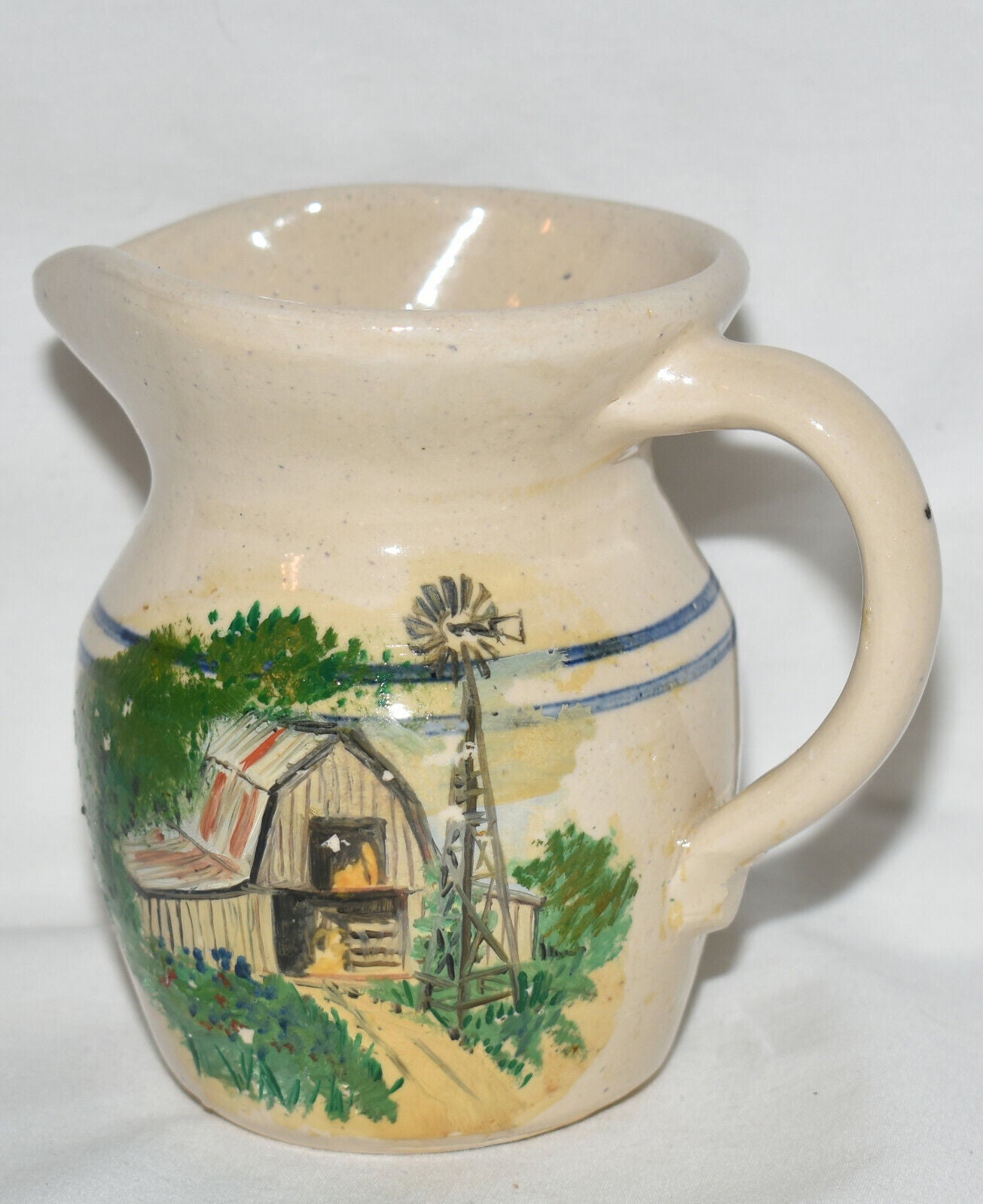Vintage Stoneware Creamer Pitcher 4.5" Handmade Creamer Pot Marshall TX Pottery