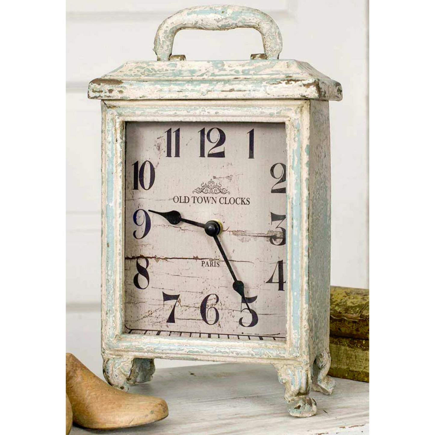 Rustic Carriage Clock Footed Mantel Shelf Clock Farmhouse French ...