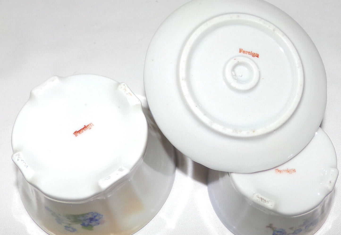 Antique Porcelain Lusterware 4pc Vanity Set Tray Ring Holder Bowls Foreign Mark
