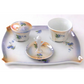 Antique Porcelain Lusterware 4pc Vanity Set Tray Ring Holder Bowls Foreign Mark