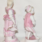 Vintage Sitzendorf Porcelain Figurine Lady w Flowers Boy w Jug Pink White Marked