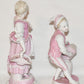 Vintage Sitzendorf Porcelain Figurine Lady w Flowers Boy w Jug Pink White Marked